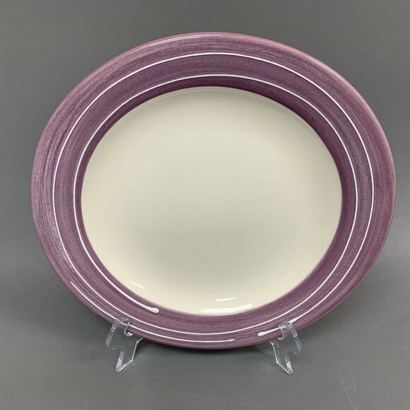 Americaware USA A Mallory Almost Round Purple White Dinner Plate 11 7/8 - Picture 2 of 7